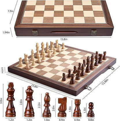 AMEROUS 15'' Magnetic Wooden Chess Set - Image 6