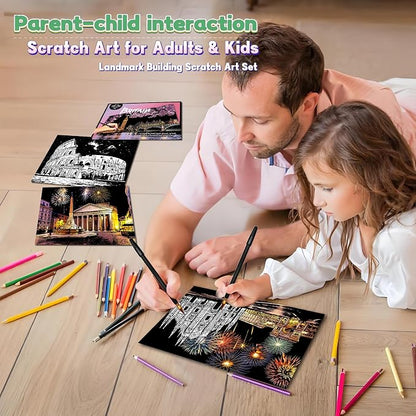 Scratch Art Painting Kit for Adults-8 Sheets A4 Rainbow Scratch Painting Paper - Image 6