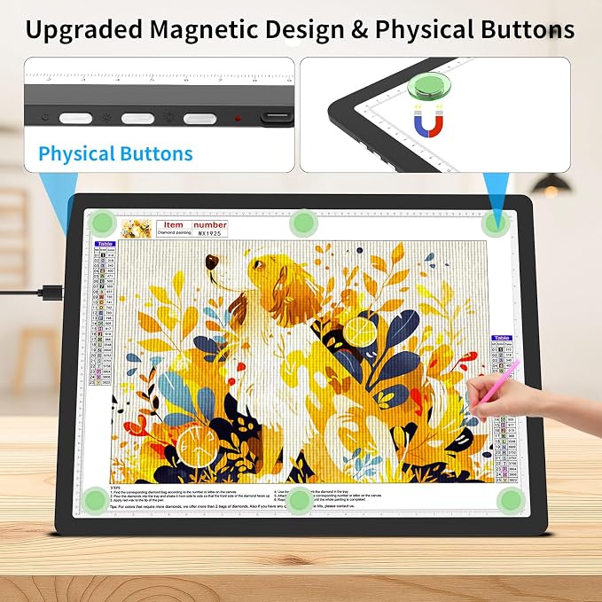 TOHETO A2 Light Pad 25.2''x18.4'', Large Magnetic LED Light Board - Image 3