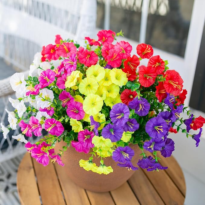Artificial Flowers Fake Plants for Outdoors Decoration, 12 Bundles Silk Morning - Image 8