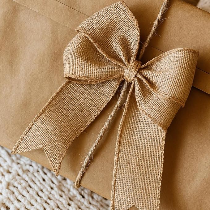 LaRibbons 4 Inch Natural Burlap Fabric Roll 10 Yards Jute Ribbon - Image 3