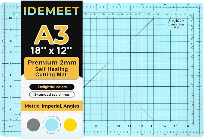 Premium Idemeet Self Healing Cutting Mat 18'' x 12'', A3 Non-slip Sewing Mat by IDEMEET