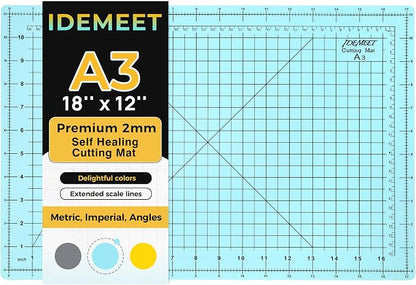Premium Idemeet Self Healing Cutting Mat 18'' x 12'', A3 Non-slip Sewing Mat by IDEMEET