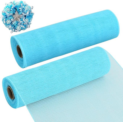 TONIFUL 2 Rolls 10 Inch Light Blue Decorative Mesh Ribbbon Rolls, Fabric Mesh by TONIFUL