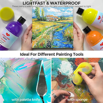 25 Colors Large Acrylic Paint Set, Bulk Acrylic Paint Non-Toxic Art Painting - Image 5