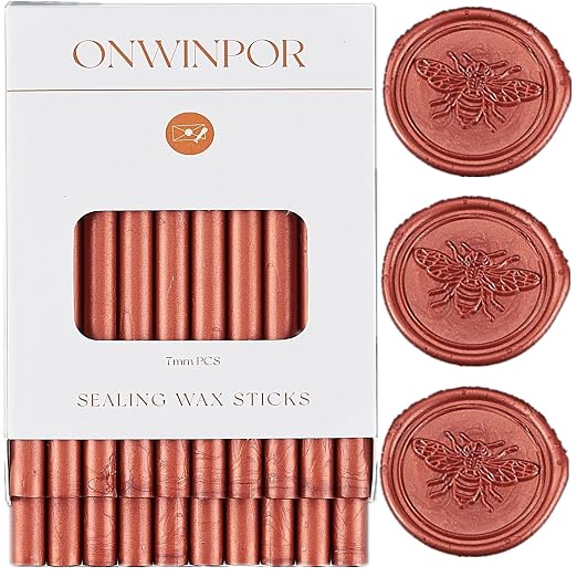 Red Gold Wax Seal Sticks, ONWINPOR 20pcs Waxs Sealing Sticks by ONWINPOR