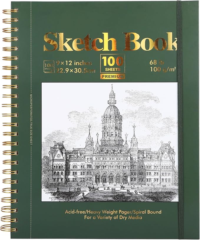 Ddaowanx 9" x 12" Sketch Book, 100 Sheets Spiral Bound Art Sketchbook by Ddaowanx