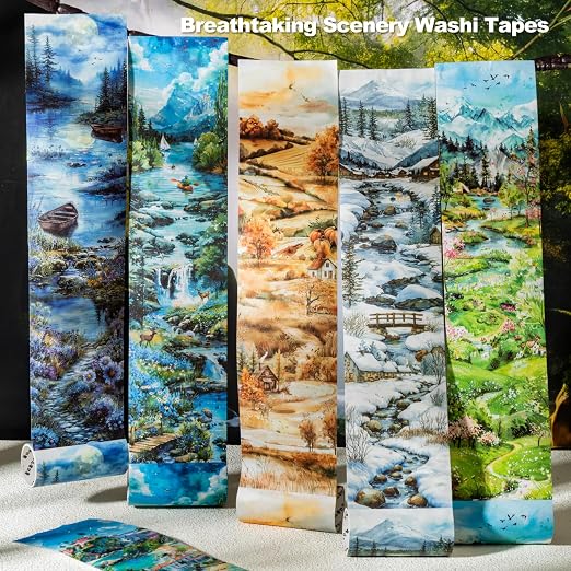 6 Rolls Seasons Landscape Washi Tape Set, 3.15in Large Nature Sticker Tape - Image 3