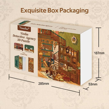 Tonecheer DIY Book Nook Kit for Adults, Wooden 3D Puzzle Bookend Bookshelf - Image 7