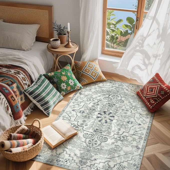Lahome Bohemian Floral Medallion Area Rug - Image 2