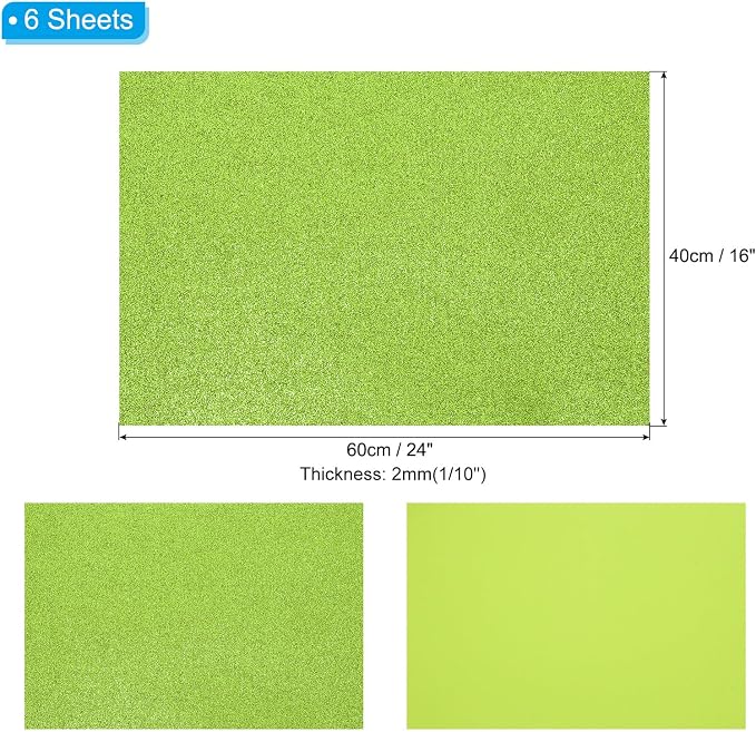 PATIKIL 2mm Thick Non Adhesive Glitter Foam Sheet 16x24inch Green, EVA Shiny - Image 2