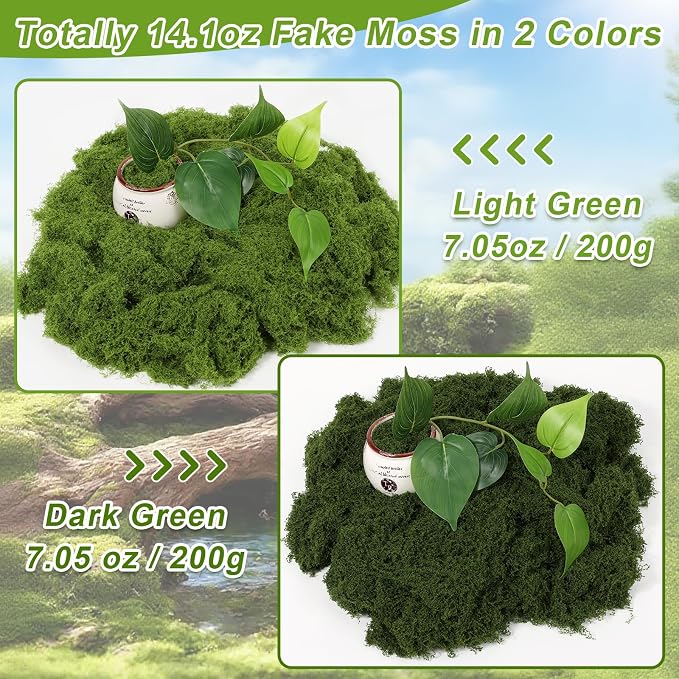 Jollidecor Fake Moss for Crafts, 14.1 OZ Artificial Moss for Plants Indoor - Image 3