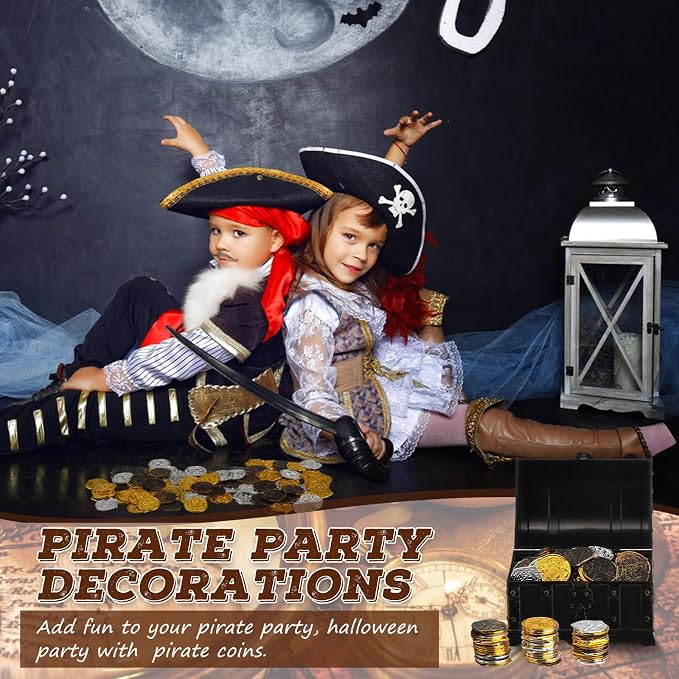Hanaive 100 Pcs Pirate Coins Plastic Coins Kids Fake Play Coins Replica Spanish - Image 4