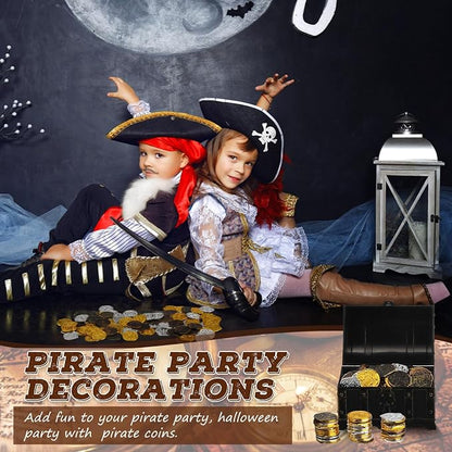 Hanaive 100 Pcs Pirate Coins Plastic Coins Kids Fake Play Coins Replica Spanish - Image 4