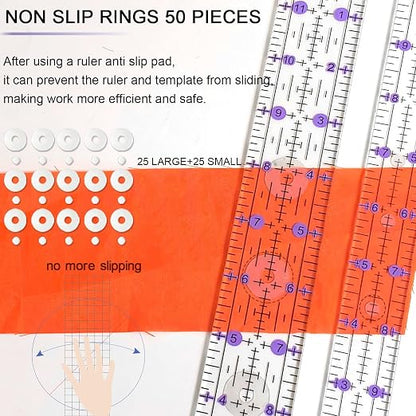Quilting Ruler, Sewing Ruler, 8 Pack, Acrylic Quilting Templates, Non Slip - Image 6