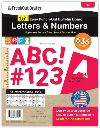 FreshCut Crafts 636 Pcs 1.5 in. Red Bulletin Board Letters & Numbers, Capital by FreshCutCrafts