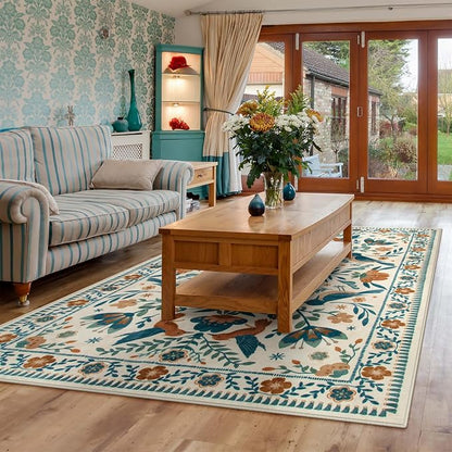 Morebes Floral Washable 5x7 Nursery Rug, Boho Insect Living Room Rug Non Slip - Image 8