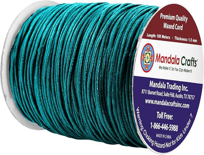 Mandala Crafts 1.5mm 109 Yards Teal Cotton Waxed Cord - Image 2