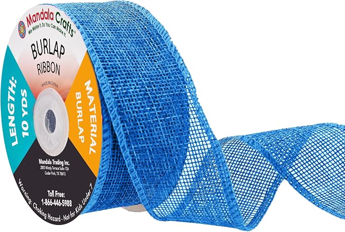 Mandala Crafts Sky Blue Burlap Ribbon 1.5 Inches Wide Jute Ribbons by MandalaCrafts