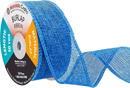 Mandala Crafts Sky Blue Burlap Ribbon 1.5 Inches Wide Jute Ribbons by MandalaCrafts