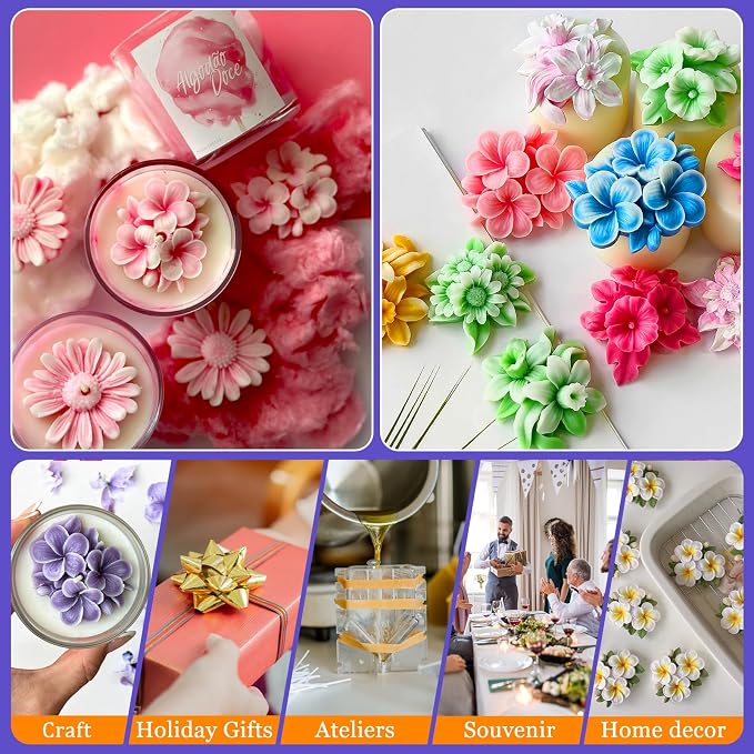 4PCS Flower Silicone Mold 3D Cute Flower Resin Candle Molds - Image 4