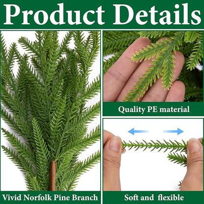 Watayo 10 Pcs Christmas Norfolk Pine Branches - Image 3