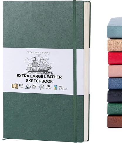 Beechmore Books A3 Sketchbook – 11.7x16.5 Premium Vegan Leather Bound Large by BeechmoreBooks