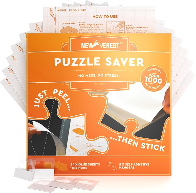 Newverest 24-Pack Puzzle Glue Sheets 10×10″ – Preserve & Display 4 × 1000-Piece by Newverest