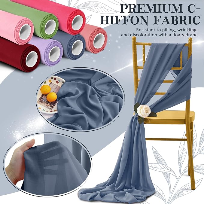 Horbaunal Dusty Blue Chiffon Fabric by The Yard, 1 Yard Continuous Sheer Fabric - Image 5