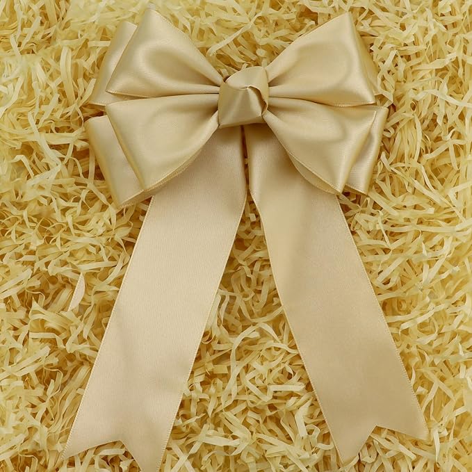 Champagne Solid Satin Ribbon 2 Inch 25 Yards Solid Polyester Fabric Ribbon - Image 5