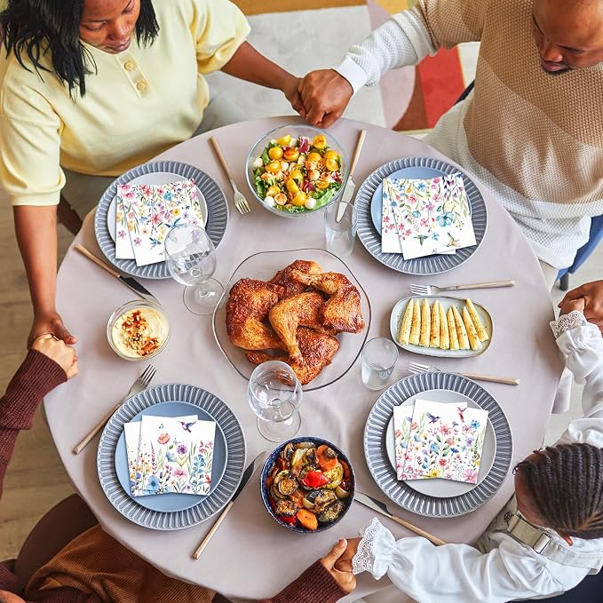 Fulmoon 200 Pieces Summer Floral Cocktail Napkins Disposable Flower Dessert - Image 2