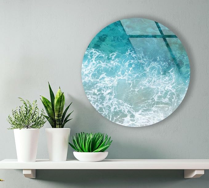My Photostation.com 31.5'' Diameter Sea Waves Round Glass Wall Art Tempered - Image 4