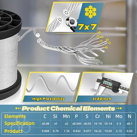 316 Stainless Steel Cable, 800FT 1/32IN Wire Rope - Image 2