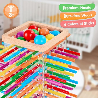 Montessori Wooden Board Games, 48 Colorful Sticks Dice Game - Image 3