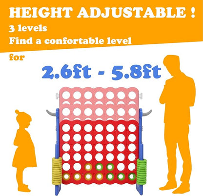 SDADI Height Adjustable Giant 4 in a Row Connect Game, 2-in-1 Jumbo 4-to-Score - Image 2