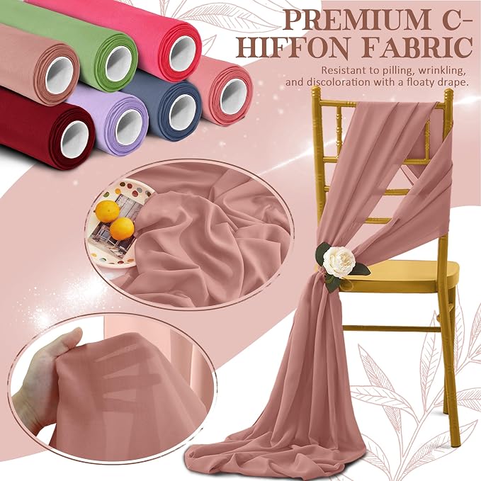 Horbaunal Dusty Rose Chiffon Fabric by The Yard, 1 Yard Continuous Sheer Fabric - Image 5