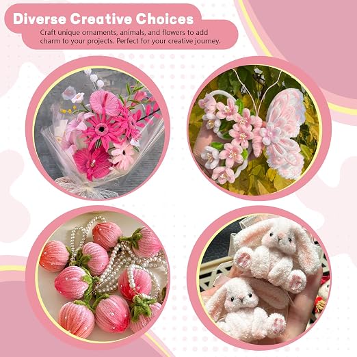Pipe Cleaners Craft 500PCS 5 Colors Pastel Pink Pipe Cleaners Bulk 30CM Limpia - Image 2