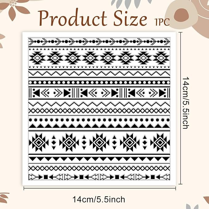 CHGCRAFT Tribal Elements Style Polymer Clay Texture Sheets Aztec Pattern - Image 2