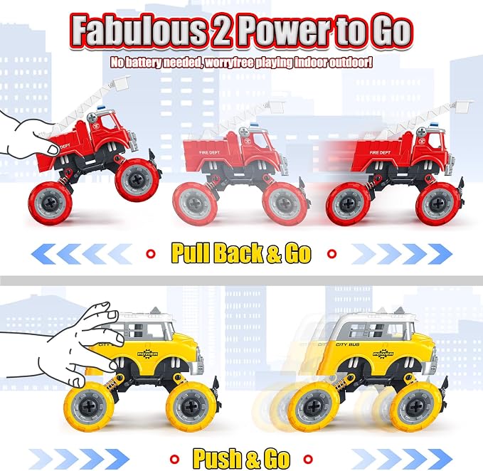 LUDILO Kids Boys Toys Age 4-6 5-7 6-8: 4 PCS DIY Assembly Building City Bus - Image 4