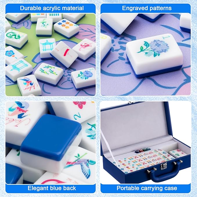 American Mahjong Set 168 Blossom Acrylic Numbered Tiles, 4 All-in-One - Image 7