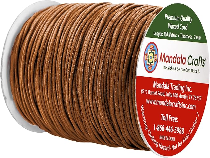 Mandala Crafts 2mm 109 Yards Russet Brown Cotton Waxed Cord - Image 2