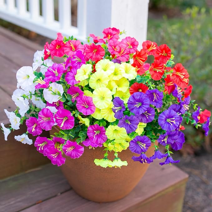 Artificial Flowers Fake Plants for Outdoors Decoration, 12 Bundles Silk Morning - Image 9