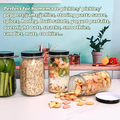 QAPPDA Wide Mouth Mason Jars 32 oz 12 Pack, Large Glass Jars Canning Jar - Image 9