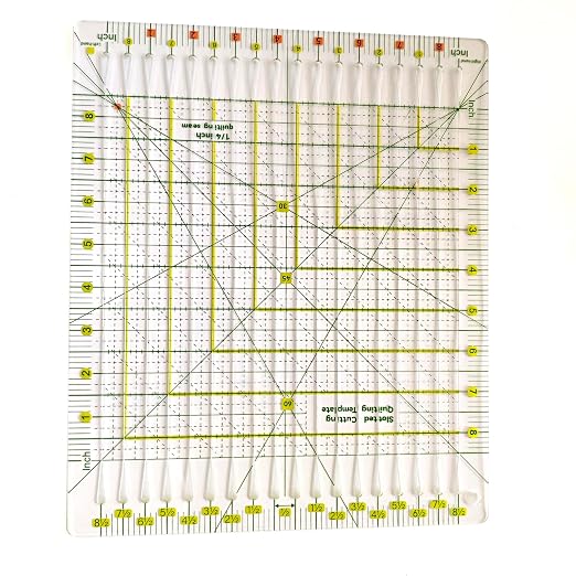 8.5"x8.5" Acrylic Quilting Ruler Durable Patchwork Ruler, Slotted Rulers by Bequilter