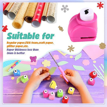 Geyee 68 Pieces Scrapbook Paper Punch Hole Punches Shape Mini Gift Card Punch - Image 5