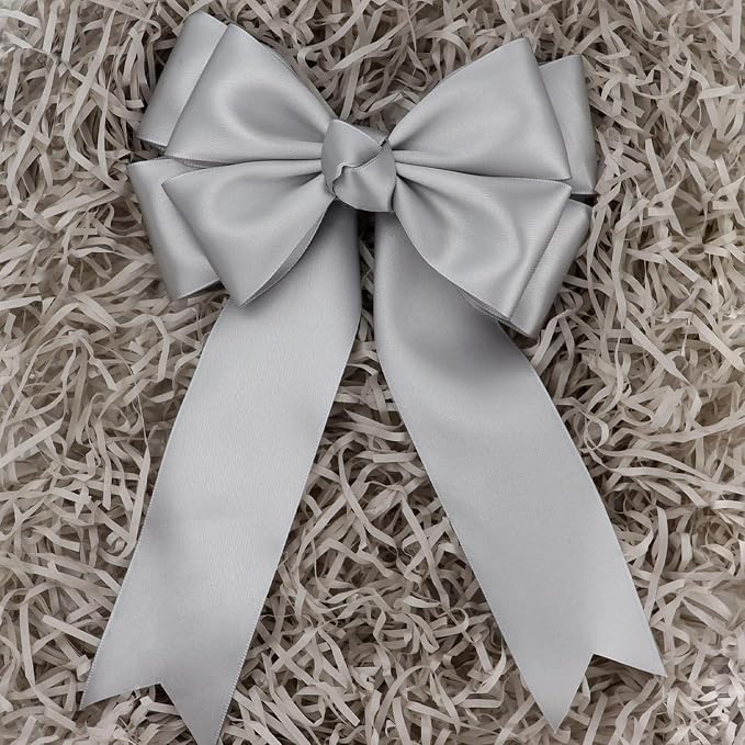Gray Solid Satin Ribbon 2 Inch 25 Yards Solid Polyester Fabric Ribbon - Image 5