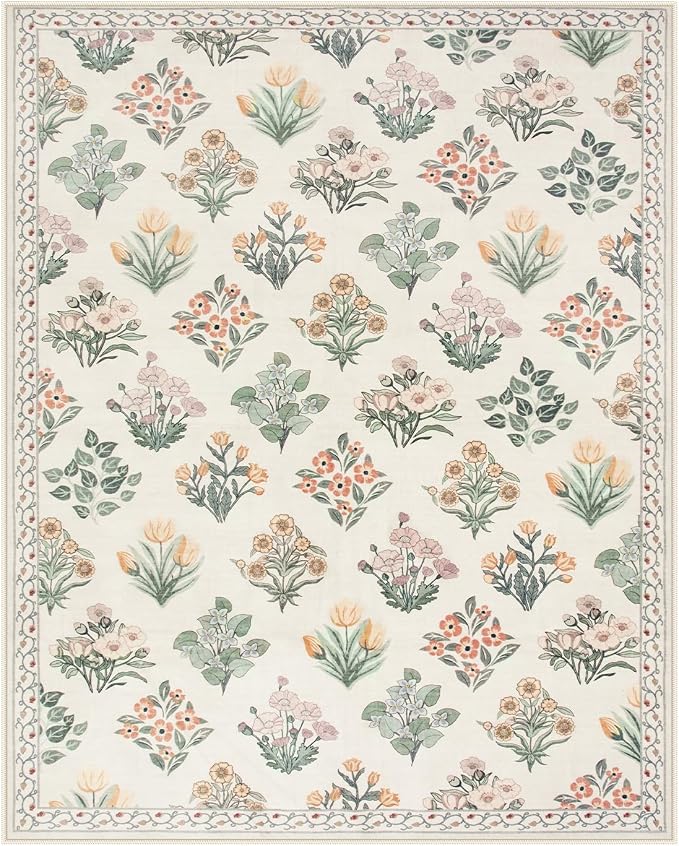 Wonnitar Floral Washable 8X10 Area Rugs, Soft Large Rugs - Image 8