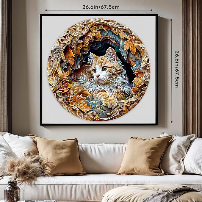 masseruon Puzzles for Adults 1000 Pieces-Cat Puzzle-26.6 * 26.6in Round Jigsaw - Image 5