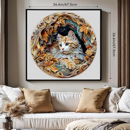 masseruon Puzzles for Adults 1000 Pieces-Cat Puzzle-26.6 * 26.6in Round Jigsaw - Image 5