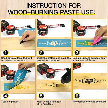 Teexpert Wood Burning Gel Pen Kit, 4 OZ Paste, 2 Double-Sided Scorch Pens - Image 4